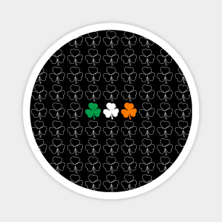 White Shamrock Pattern with Irish Flag Magnet
